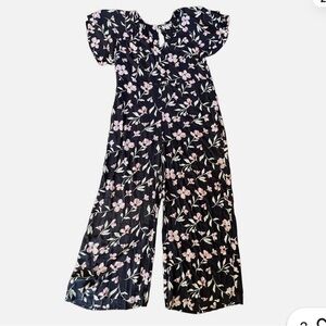 Billabong Fluttering Heart floral Blue Jumpsuit Small